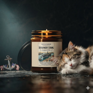 Deployment Strong™ Premium Soy Candle | Eucalyptus & Mint Amber Jar | Military Family Resilience Gift