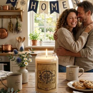 Anchors Aweigh™ Heritage Soy Candle | Large 13.75 oz Amber Jar | Coastal Sea Salt & Driftwood Scent